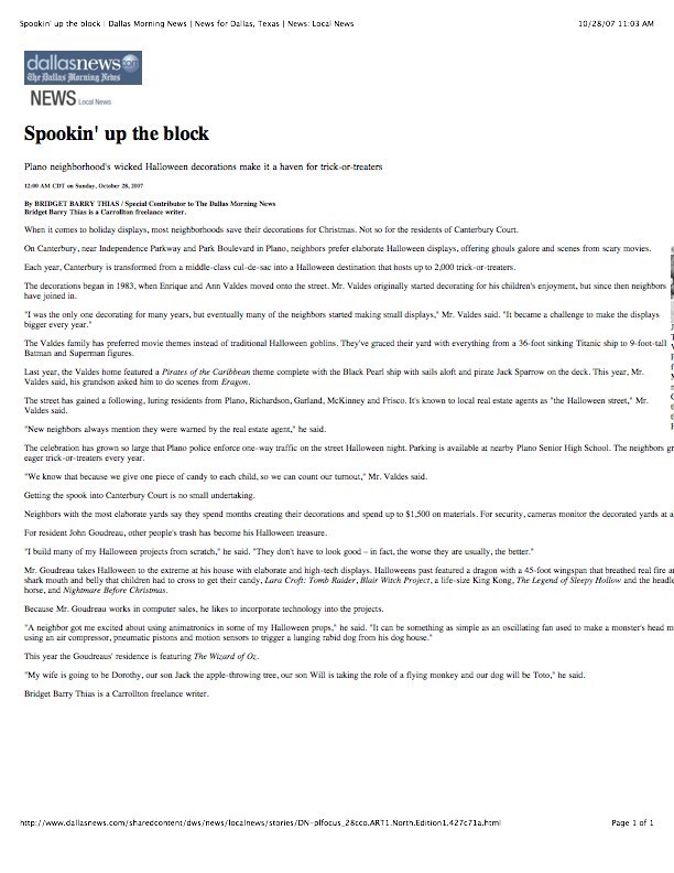 Spookin' up the block - Dallas Morning News